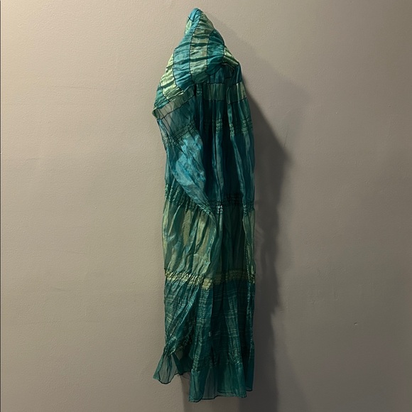 Accessories - Teal and Green Striped Gauzy Scarf